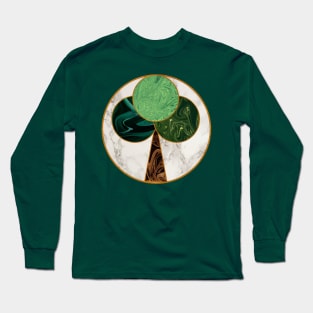 Green Liquid Tree Swirl in Marble Circle Long Sleeve T-Shirt